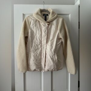 Lauren Ralph Lauren Sherpa Woven Long Sleeve Zip Up Jacket